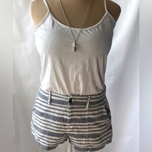 GAP Shorts Linen Cotton Blend Blue /White Striped Womens Size 6